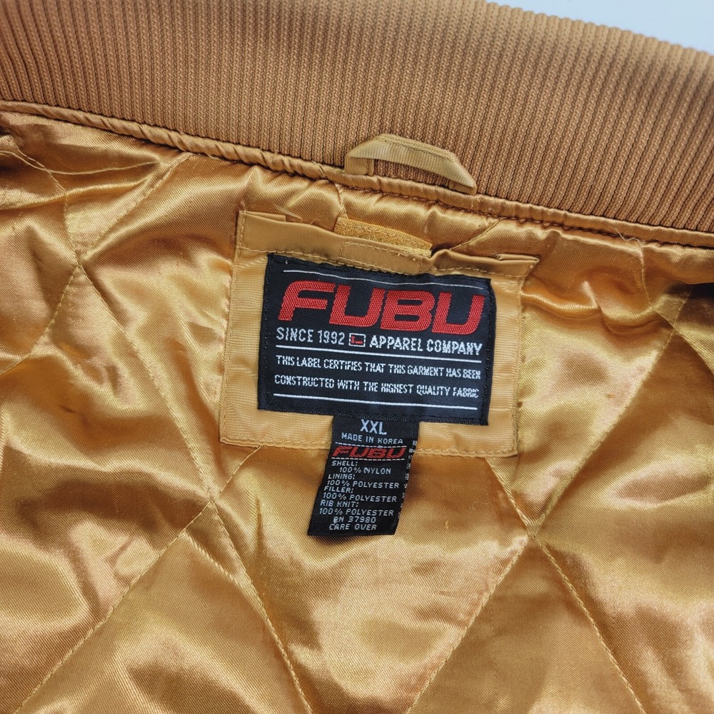 Vintage Fubu 90s Dirty South 05 City Series Gold Quilt Lined Bomber Jacket Rare! - Picture 8 of 16